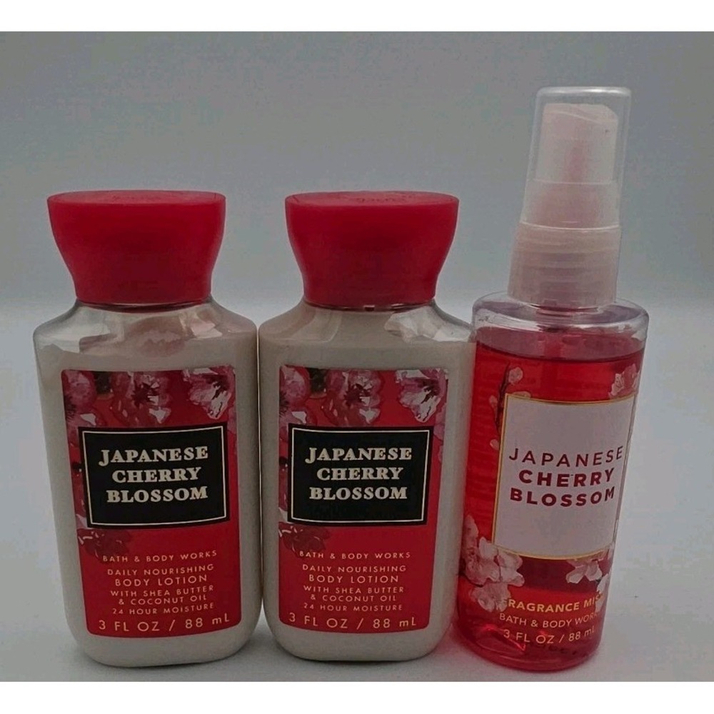 3 PIECE BATH & BODY WORKS JAPANESE CHERRY BLOSSOM FRAGR MIST TRAVEL 3oz BODY 3OZ